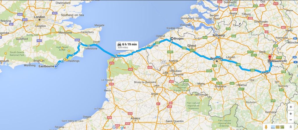 Google Map of Route to Maastricht