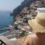 Looking down into bustling Positano