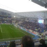 View from our seats inside the Amex stadium at Falmer in Brighton